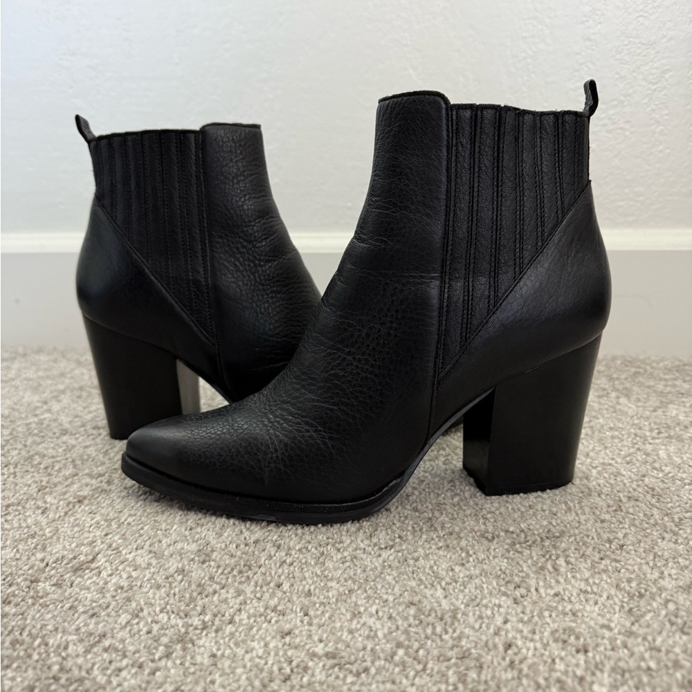 Marc Fisher Black Leather Ankle Boots